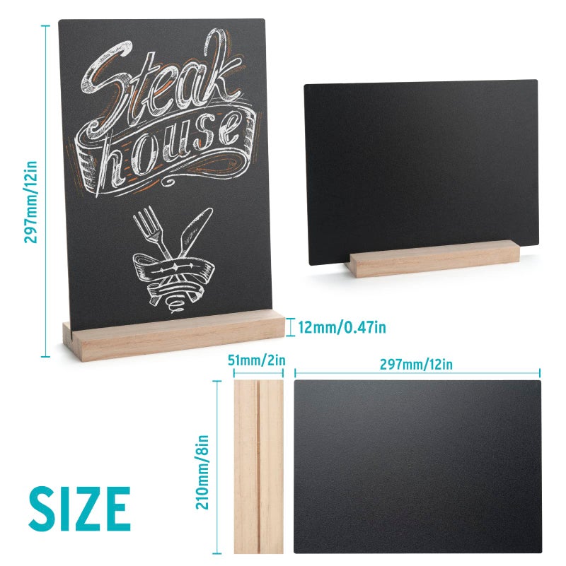 ONUPGO 3 Pack Tabletop Chalkboard with Wood Holder, 8 x12 Inch Menu Chalk Board Sign Store Food Signs, Message Boards for Party, Wedding, Tables Decoration, Bar and Restaurant - Image 3